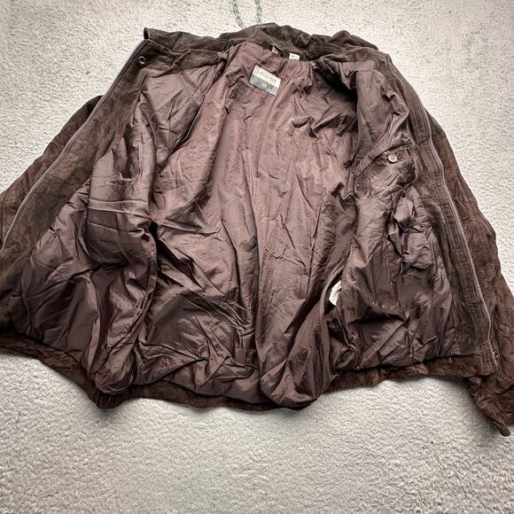 Savile Row Outerwear Genuine Suede Leather Jacket Mens Medium Zip Bomber Brown - Picture 11 of 13